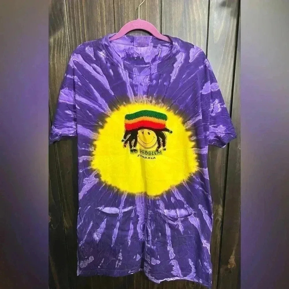 Tie Dye ‘Jamaica’ Oversized Tee/ Swim Cover Up/ Night Shirt. Size: XL - Picture 3 of 13